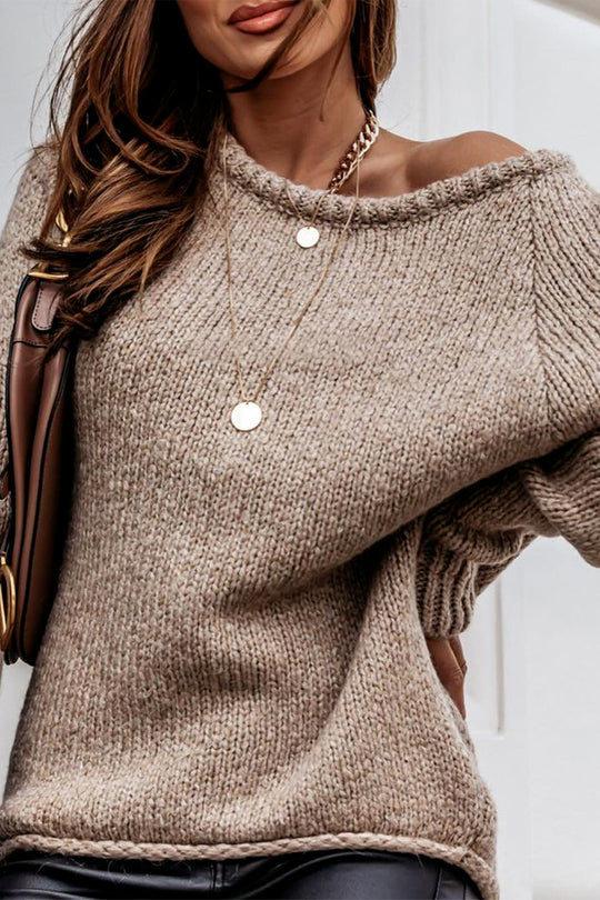 Women  Ribbed Knitted Oversized Pullover Sweater