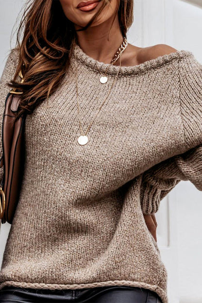 Women  Ribbed Knitted Oversized Pullover Sweater