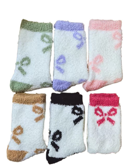 Rufia - Cute Thickened Mid-calf Socks with Bow Patterns