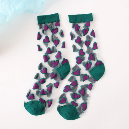 Rufia - Heart Patterned Mid-Calf Socks