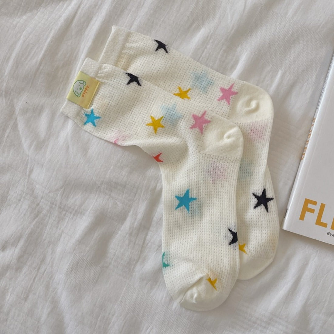 Rufia - Colorful Polka Dot Striped Mesh Crew Socks