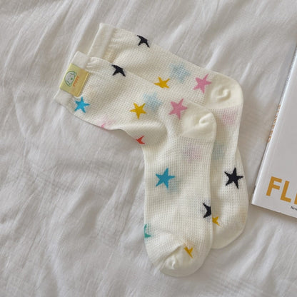 Rufia - Colorful Polka Dot Striped Mesh Crew Socks