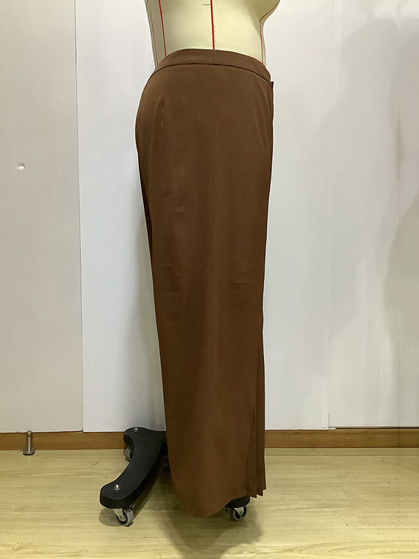 Wide Leg Solid Color Casual Pants Bottoms Trousers