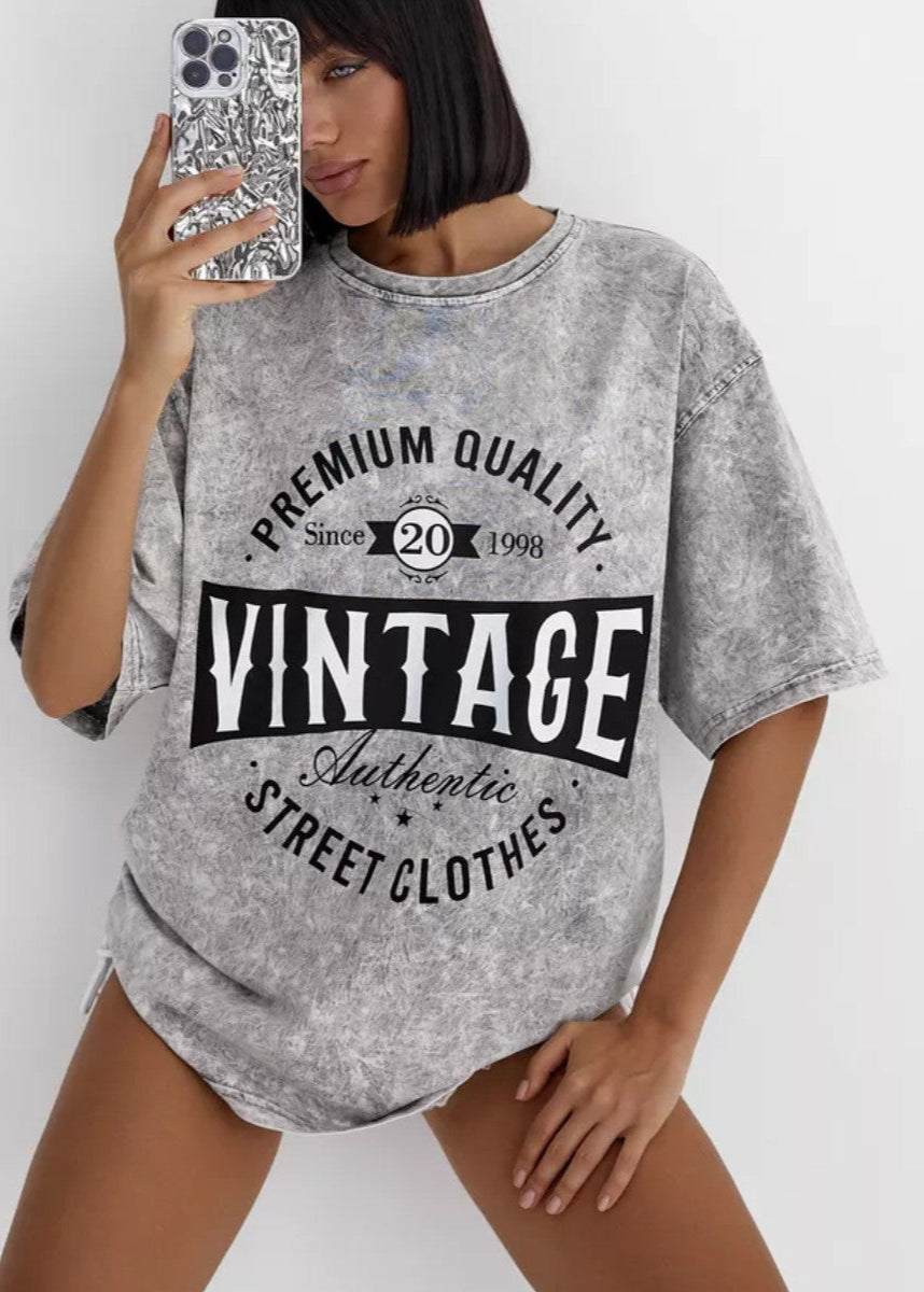 Oversized Cotton Tee With Washed Texture