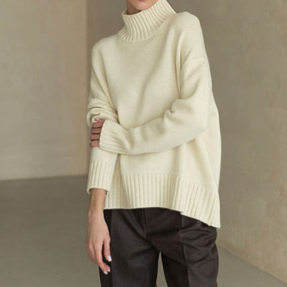 Fall Mock Neck Ribbed Knit Oversized Sweater