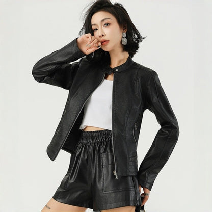 Short Biker Leather Jacket