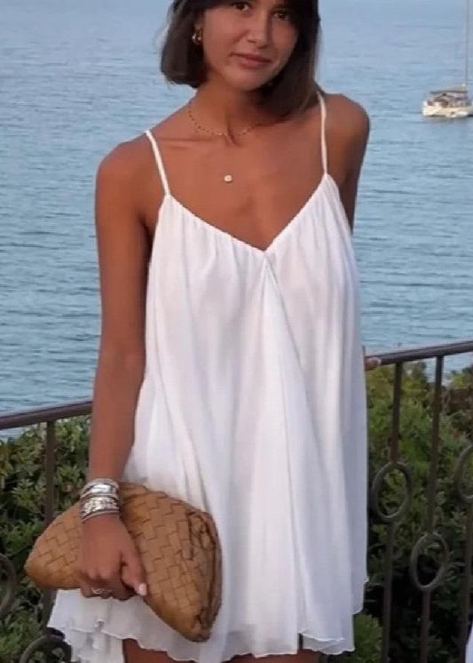 Spaghetti Strap White Dress Lightweight A line