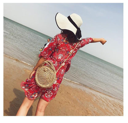 Beach Women S Shoulder Crossbody Round Holiday Weaving Bag