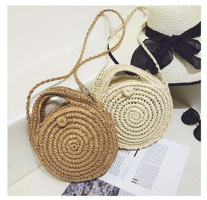 Beach Women S Shoulder Crossbody Round Holiday Weaving Bag
