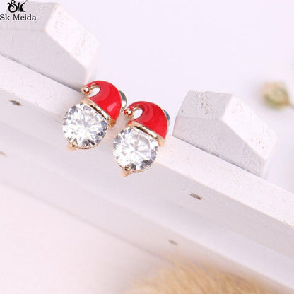 Christmas Earrings Inlaid With Zircon Christmas Party Santa Claus Studs