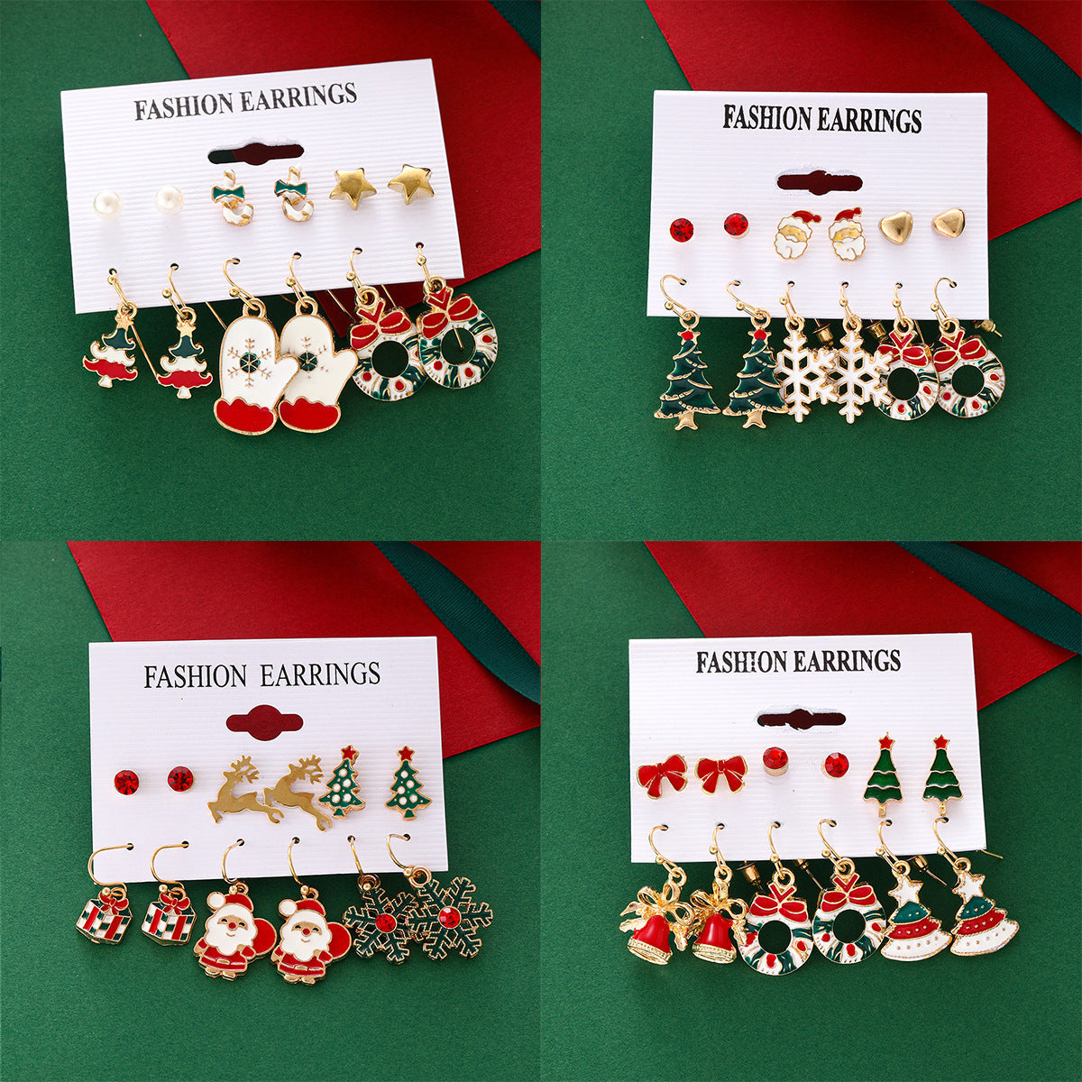 Christmas Zinc Alloy Snowflake Bell Earrings