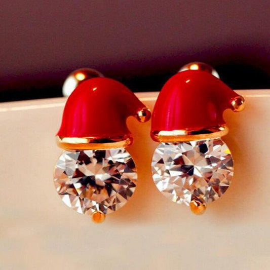 Christmas Alloy Snowman Hat Earrings In Gold Silver