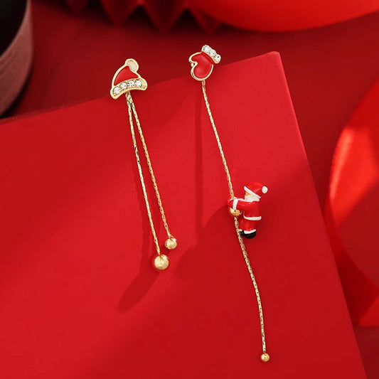 Christmas Alloy Women Fashion Asymmetric Earrings