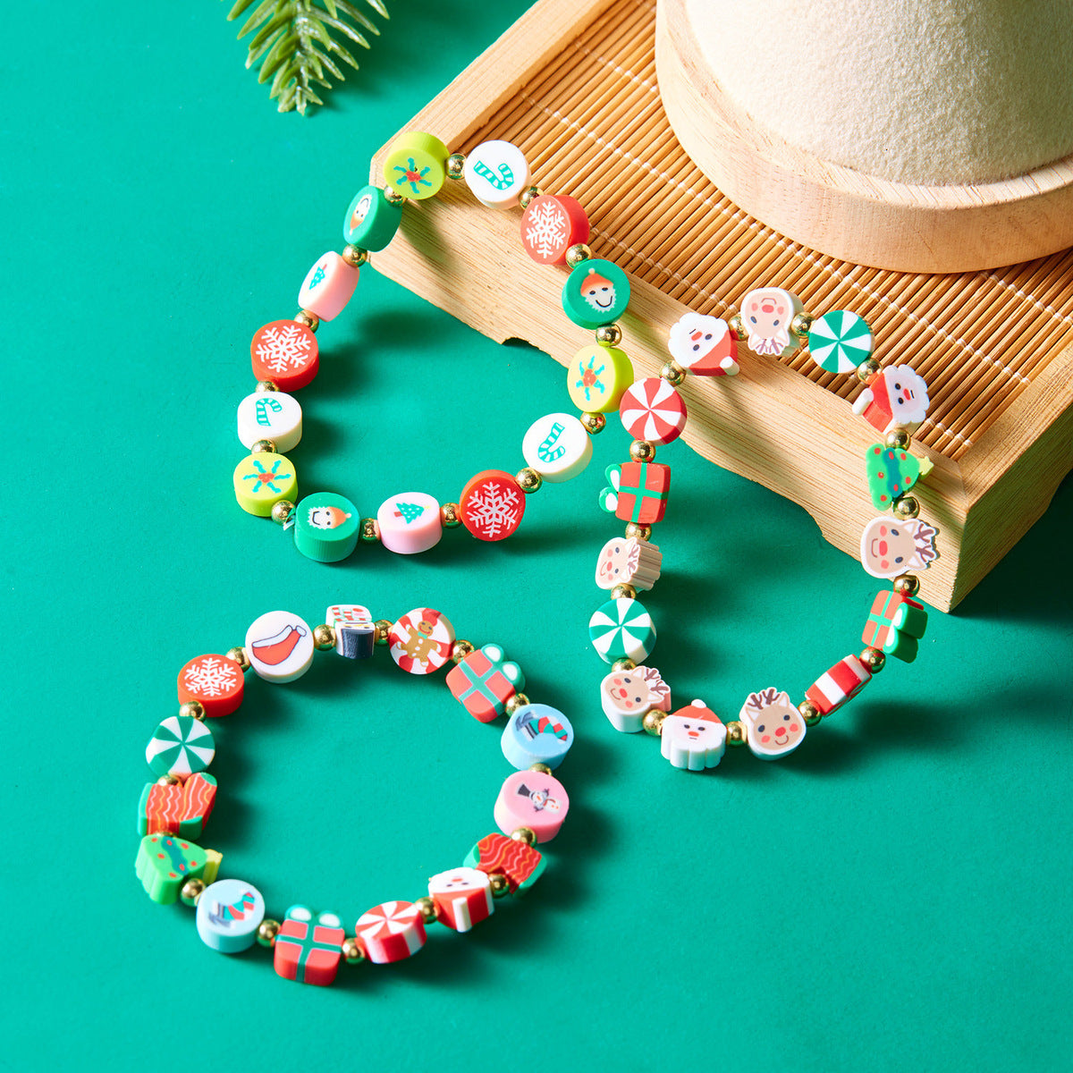 Christmas Women Soft Pottery Beaded Bracelet