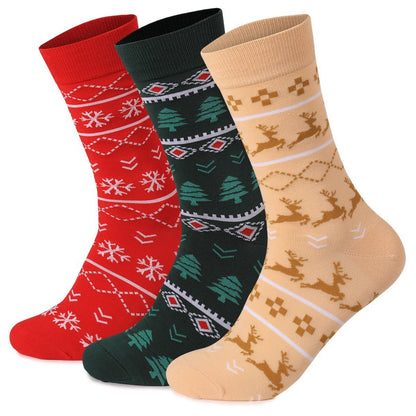Christmas Mid Calf Cotton Sweat Absorbent Socks