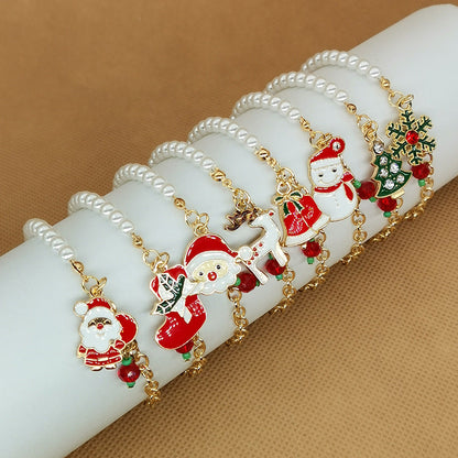 Christmas Alloy Bracelet With Snowman Elk Design
