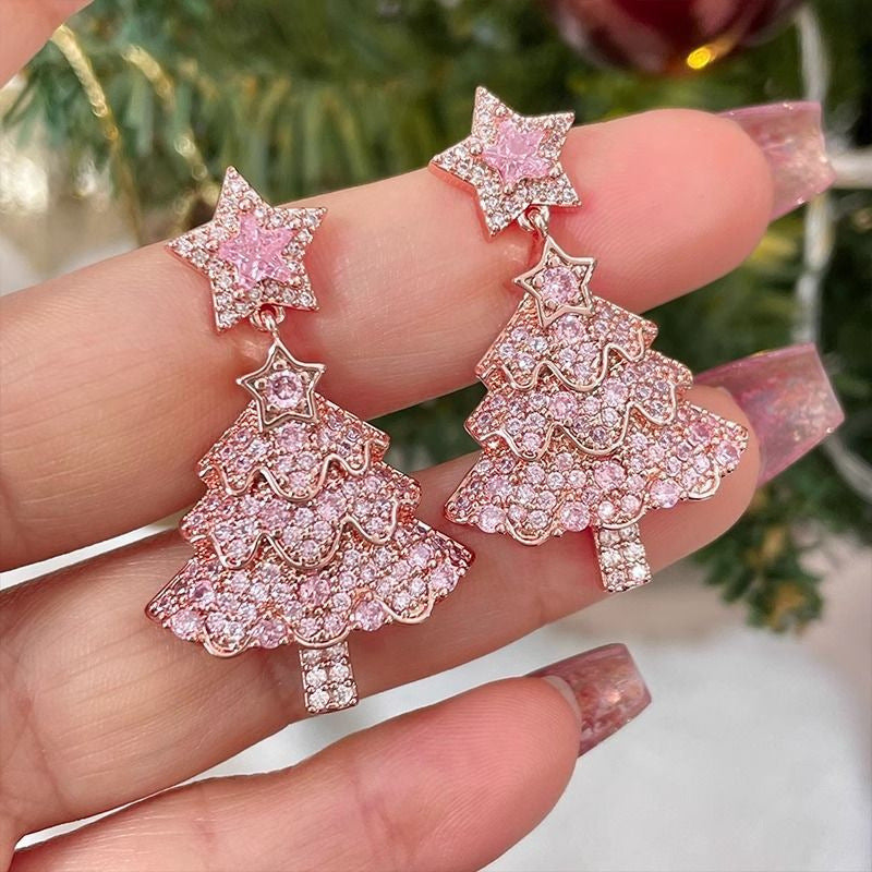 Christmas Alloy Five Pointed Star Earrings