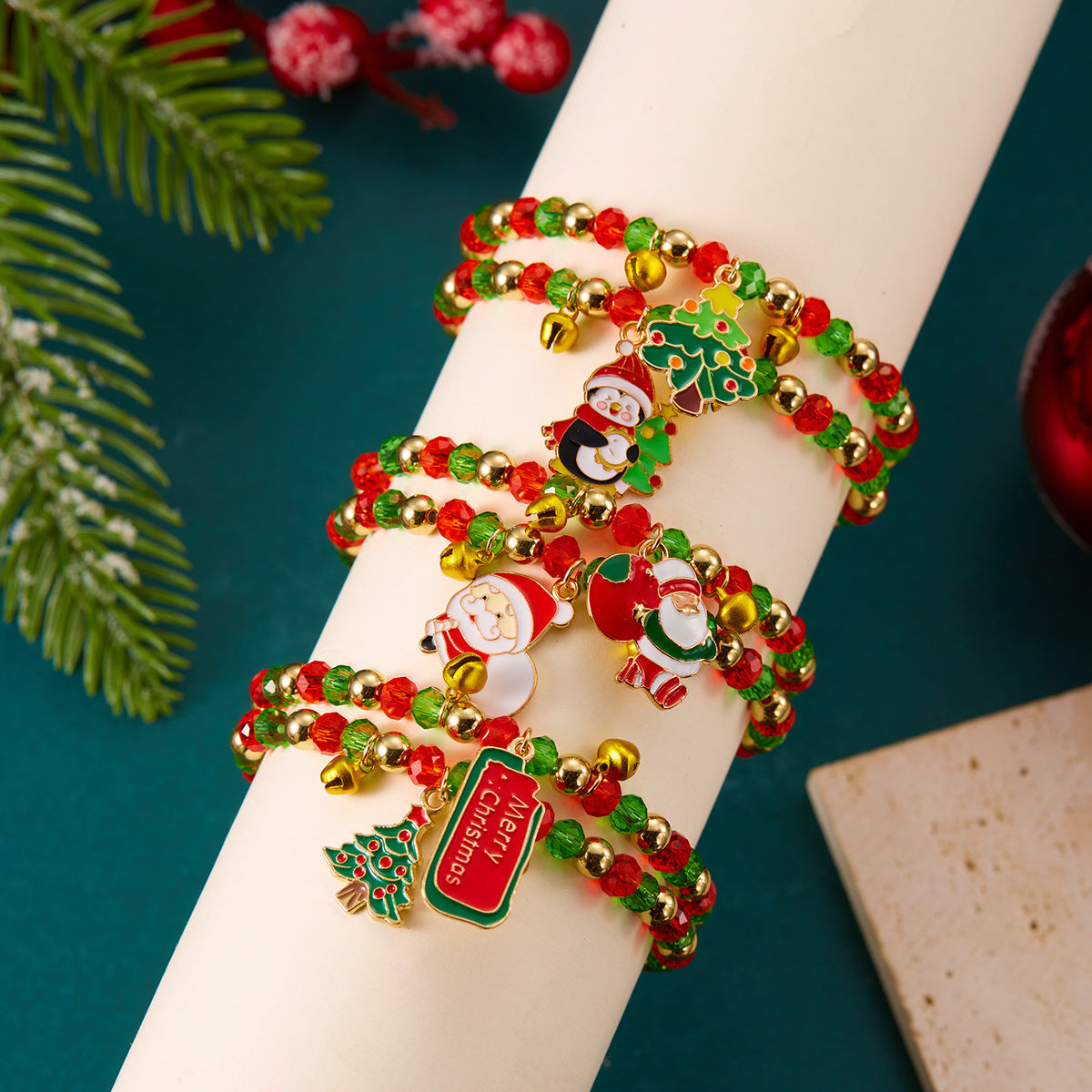 Christmas Crystal Alloy Women Santa Claus Bracelet