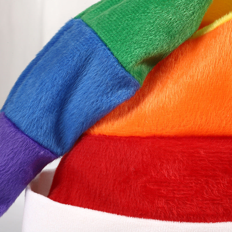 Christmas Plush Cloth Rainbow Hat For Festive Wear