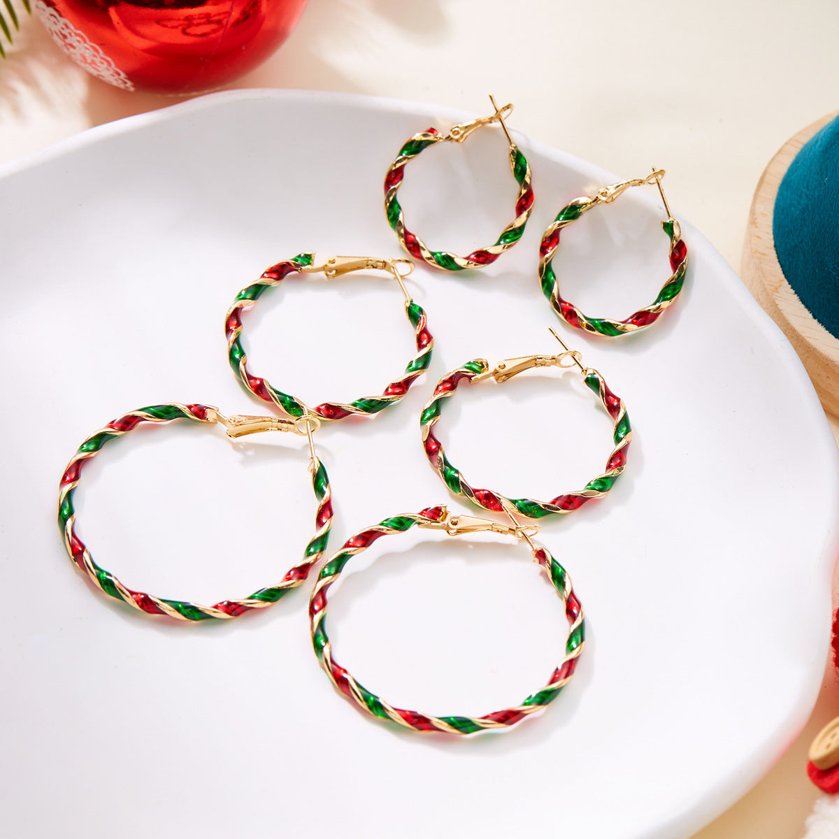 Christmas Women Earrings Multicolor Spiral Fashion