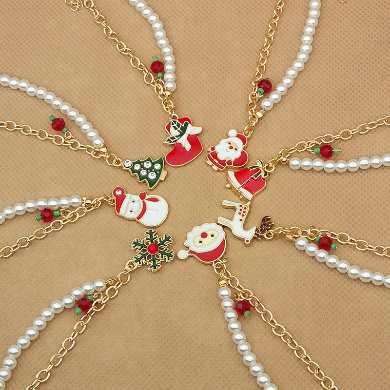 Christmas Alloy Bracelet With Snowman Elk Design