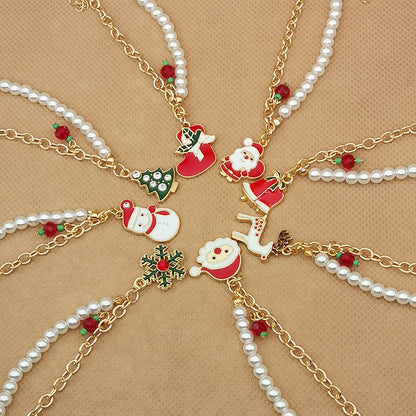 Christmas Alloy Bracelet With Snowman Elk Design