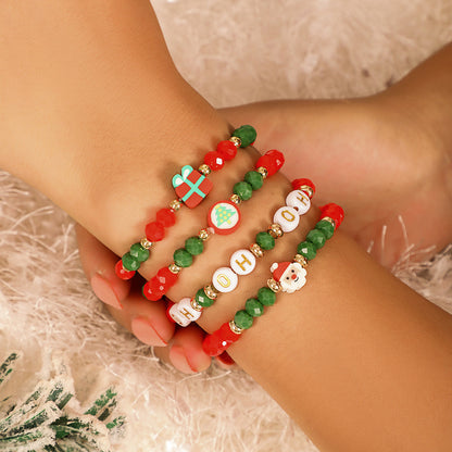 Christmas Women Soft Pottery Beaded Bracelet Set