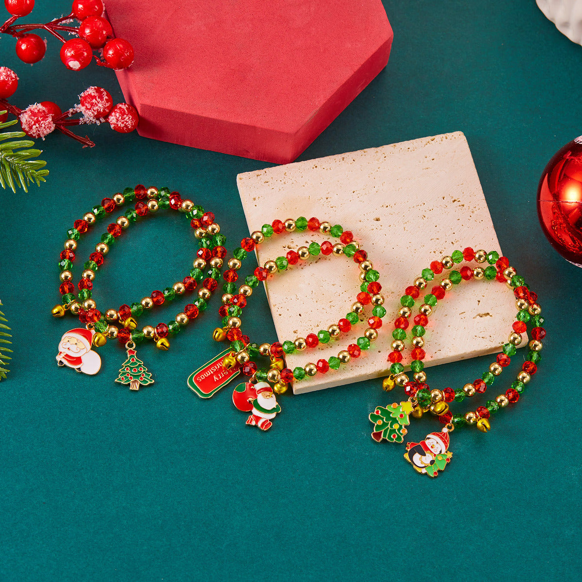 Christmas Crystal Alloy Women Santa Claus Bracelet