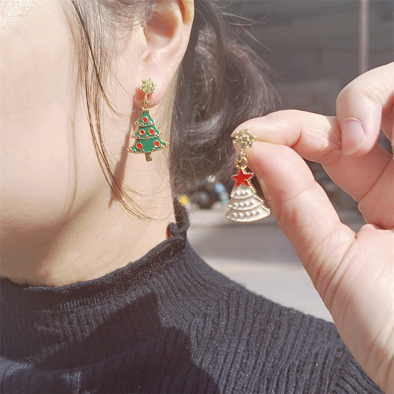 Christmas Alloy Five Pointed Star Earrings
