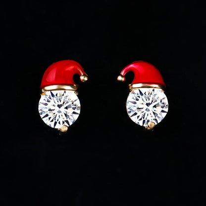 Christmas Alloy Snowman Hat Earrings In Gold Silver
