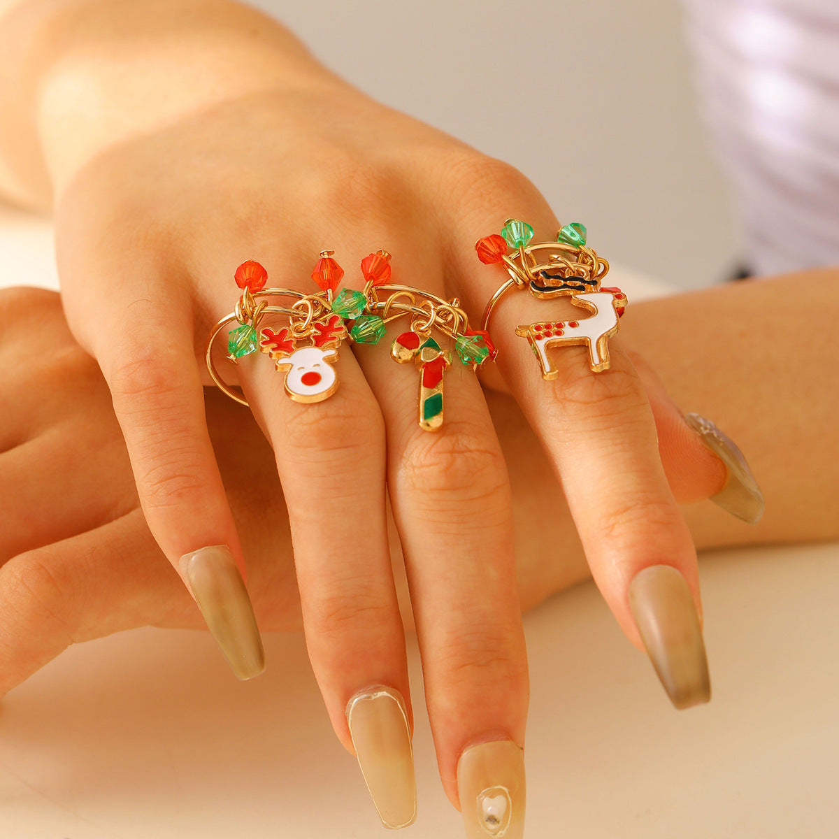 Christmas Alloy Elk Animal Pendant Ring
