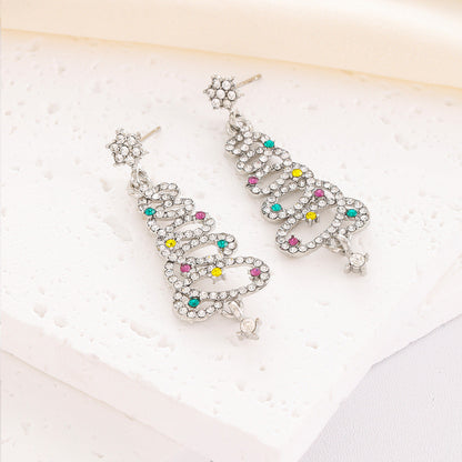 Christmas Fashion Zinc Alloy Tree Rhinestone Earrings