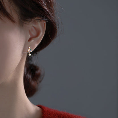 Christmas Tree Copper Zircon Fashion Earrings