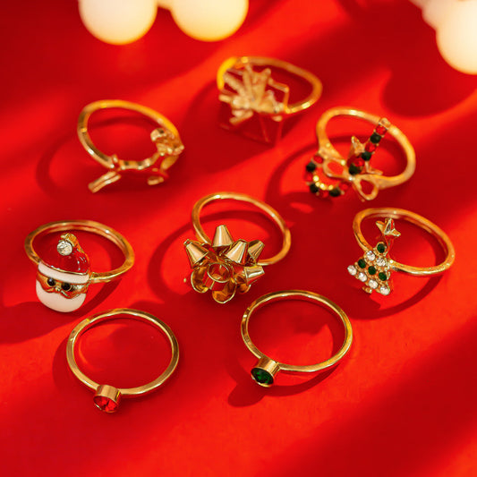 Christmas Alloy Metallic Elk Ring Set For Women
