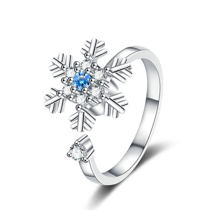 Christmas Copper Rhinestone Snowflake Ring