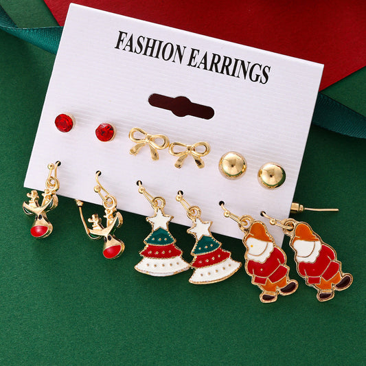 Christmas Zinc Alloy Snowflake Bell Earrings