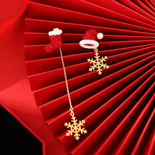Christmas Alloy Women Fashion Asymmetric Earrings