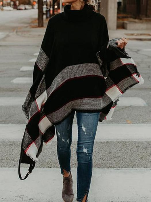 Fashion High-Neck Knitting Sweater Cover-Ups Tops