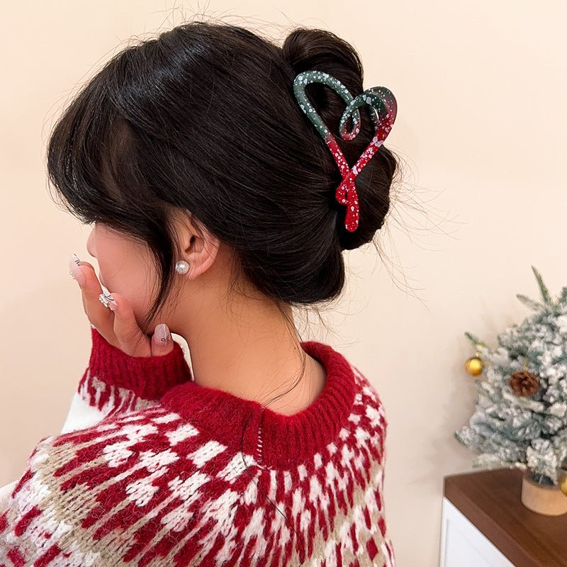 Christmas Red Green Gradient Plastic Snowflake Hairpin