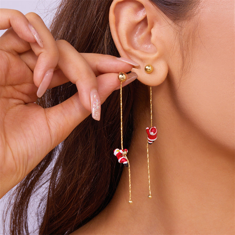 Christmas Alloy Women Fashion Asymmetric Earrings