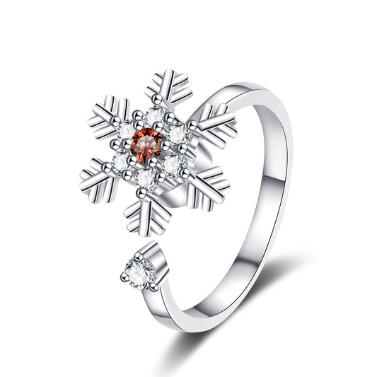 Christmas Copper Rhinestone Snowflake Ring