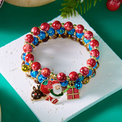Christmas Alloy Beaded Bracelet Three Piece Set