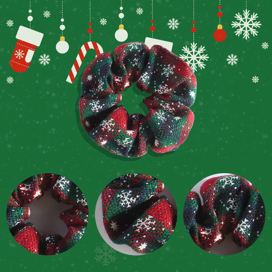 Christmas Fabric Snowflake Antler Hair Ring