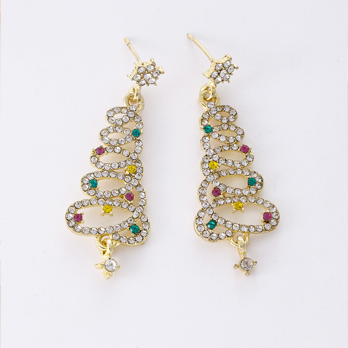 Christmas Fashion Zinc Alloy Tree Rhinestone Earrings
