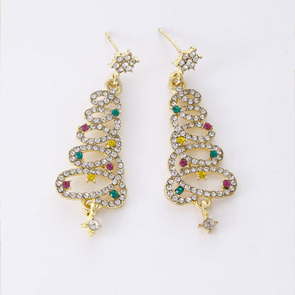 Christmas Fashion Zinc Alloy Tree Rhinestone Earrings