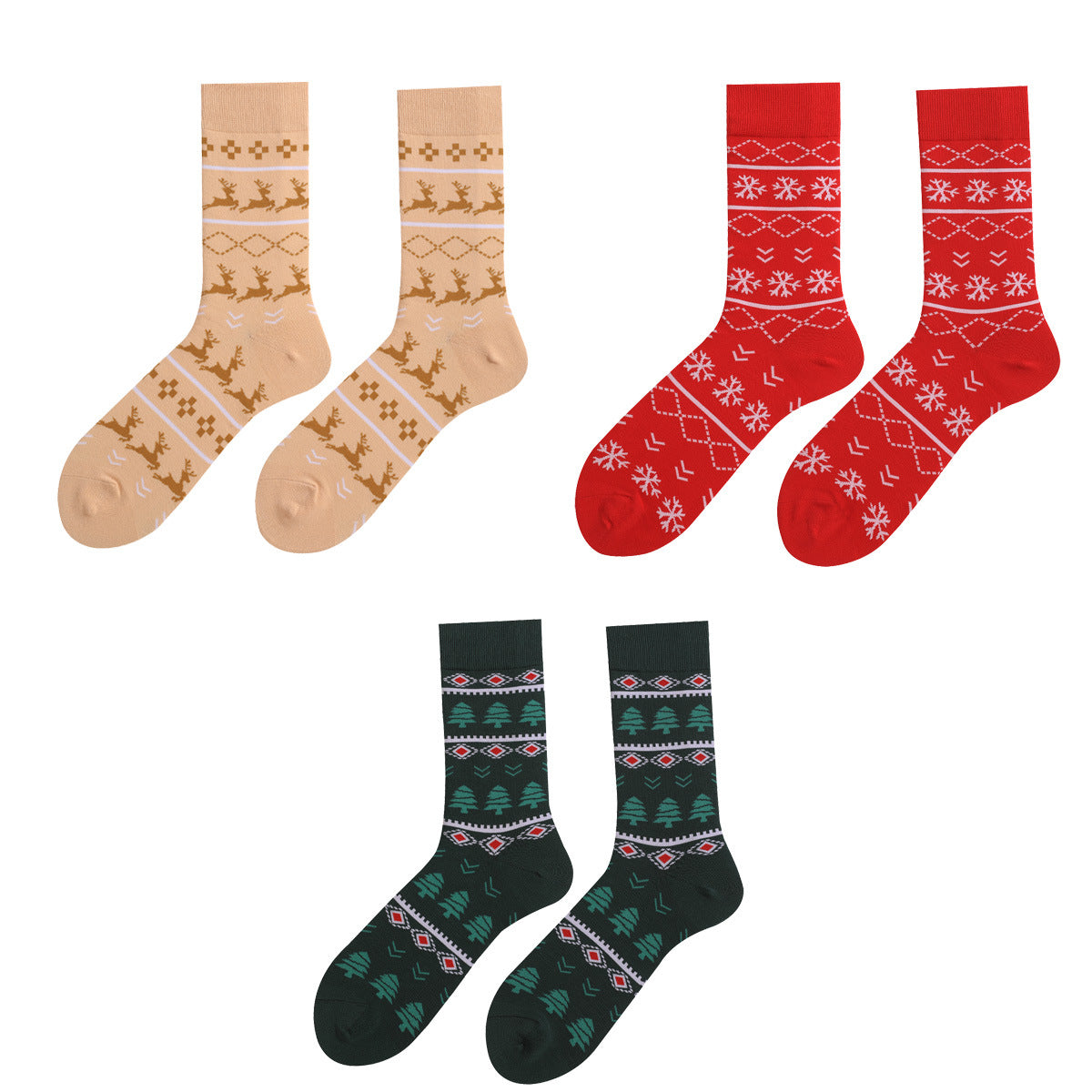Christmas Mid Calf Cotton Sweat Absorbent Socks