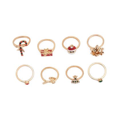 Christmas Alloy Metallic Elk Ring Set For Women