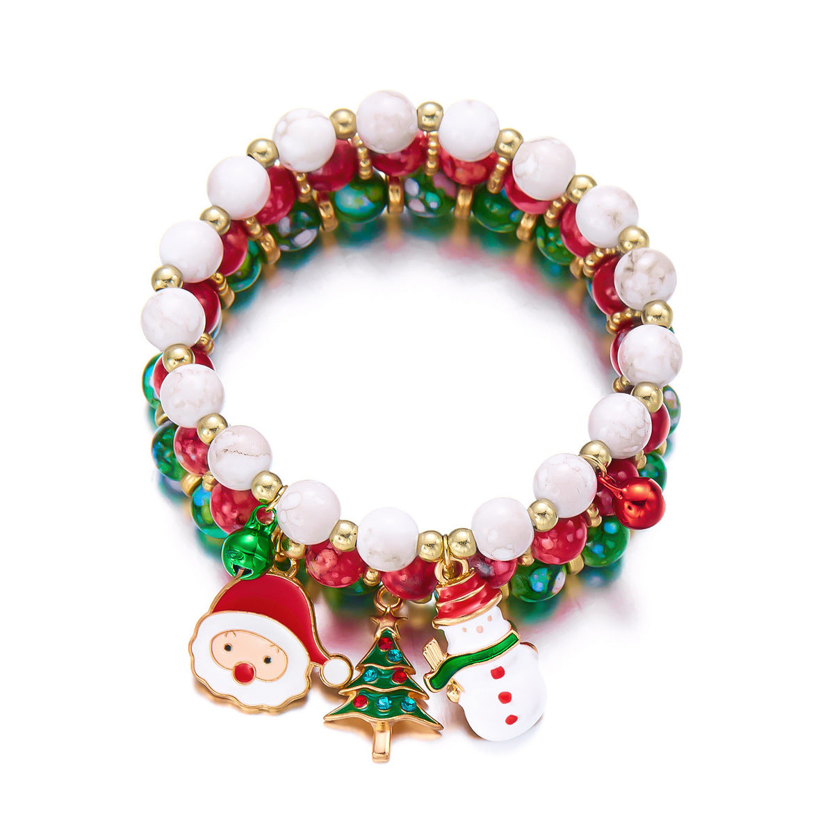 Christmas Alloy Beaded Bracelet Three Piece Set