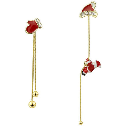 Christmas Alloy Women Fashion Asymmetric Earrings