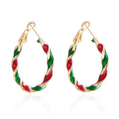 Christmas Women Earrings Multicolor Spiral Fashion